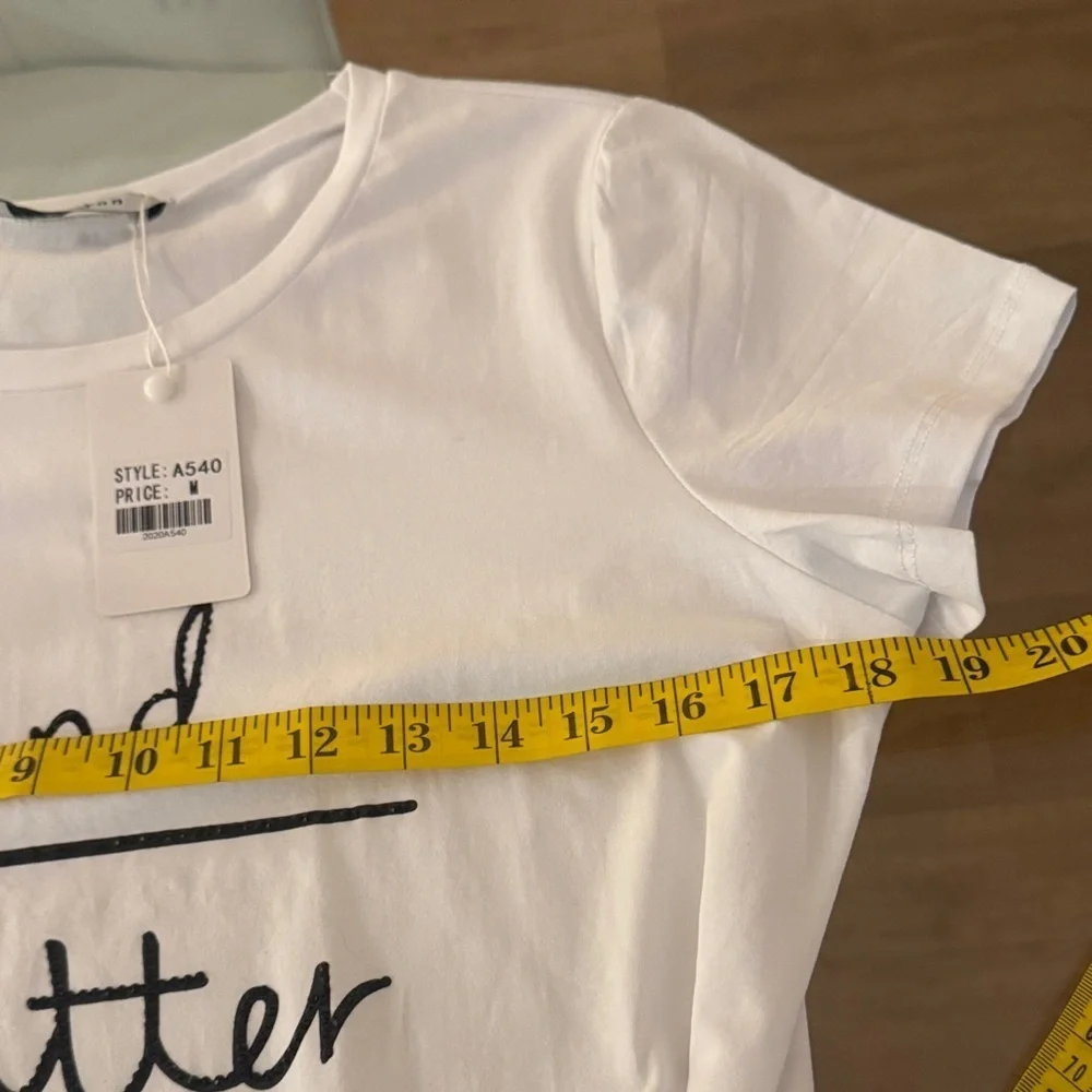 Everly White Tee with Black Script and Knot Detail - Picture 7 of 8